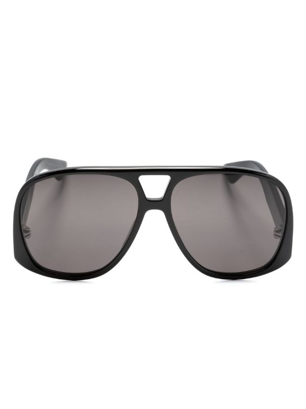 browns Saint Laurent Eyewear Black Solace Pilot-Frame Sunglasses | Browns Sunglasses
