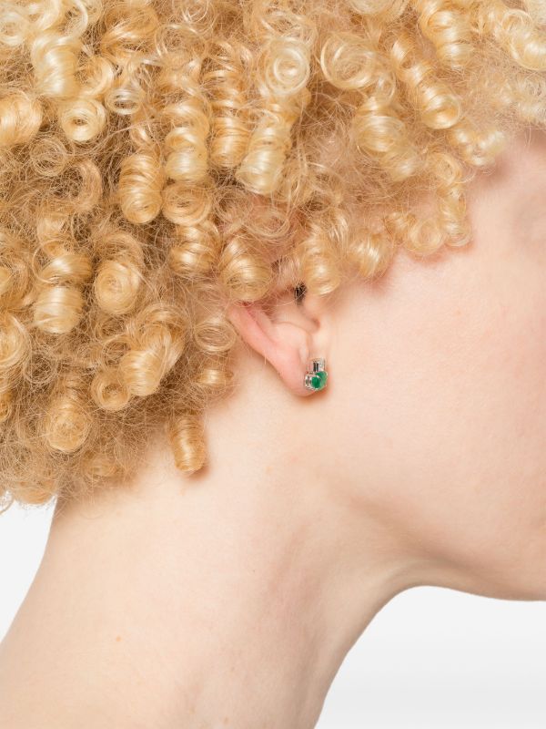 Browns Sauer 18K White Gold Agnes Emerald And Diamond Stud Earrings | Browns Fine Earrings