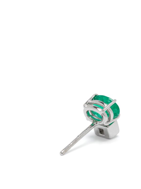 Browns Sauer 18K White Gold Agnes Emerald And Diamond Stud Earrings | Browns Fine Earrings