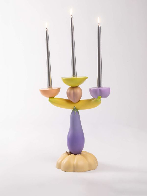 Browns Seletti Vitamin Aubergine Candlestick (36cm) | Browns Candle Holders