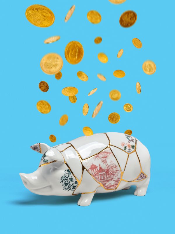 Browns Seletti White Kintsugi Porcelain Piggy Bank | Browns Homeware