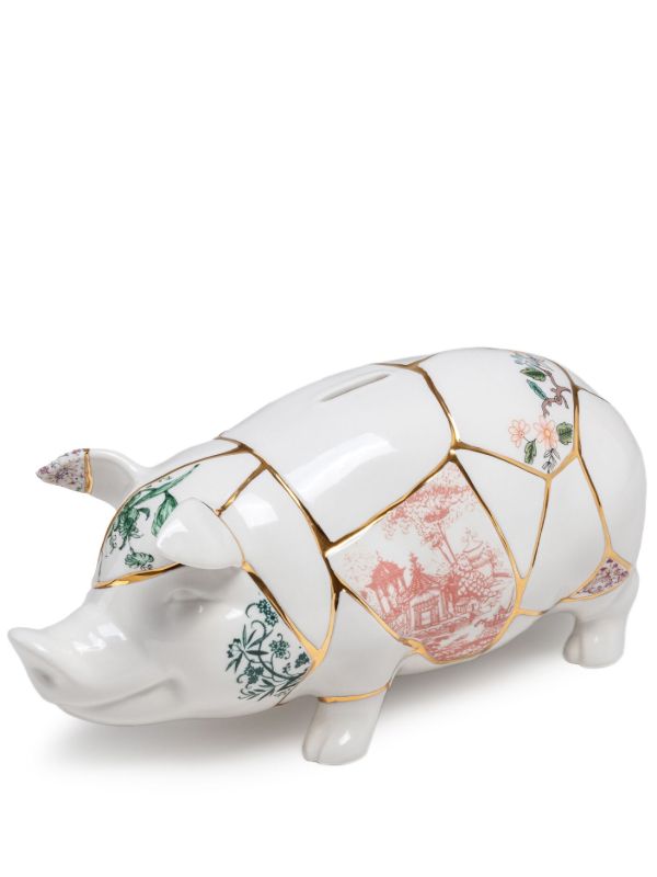browns Seletti White Kintsugi Porcelain Piggy Bank | Browns Homeware