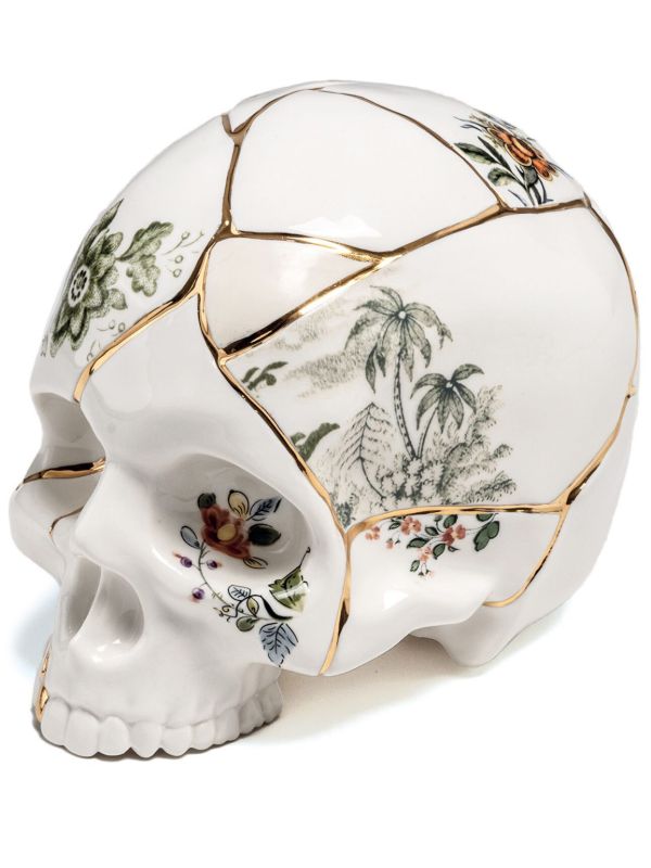 browns Seletti White Kintsugi Porcelain Skull | Browns Homeware