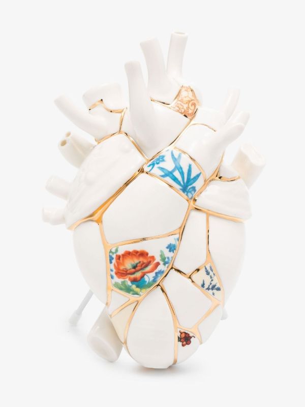 browns Seletti White Love in Bloom Kintsugi gold-plated porcelain vase | Browns Vases