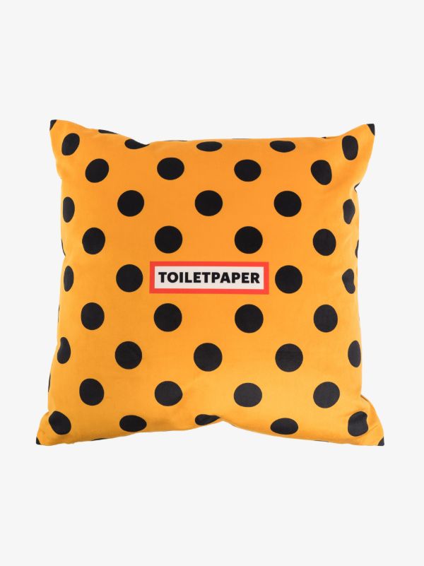 Browns Seletti Yellow Polka Dot Lip Print Cushion | Browns Cushions