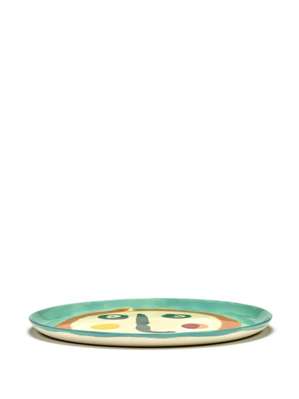Browns Serax Green Feast Face Print Serving Plate | Browns Plates & Bowls