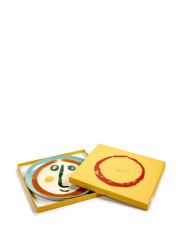 Browns Serax Green Feast Face Print Serving Plate | Browns Plates & Bowls