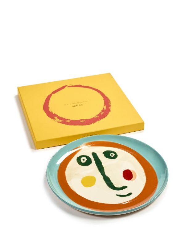 Browns Serax Green Feast Face Print Serving Plate | Browns Plates & Bowls