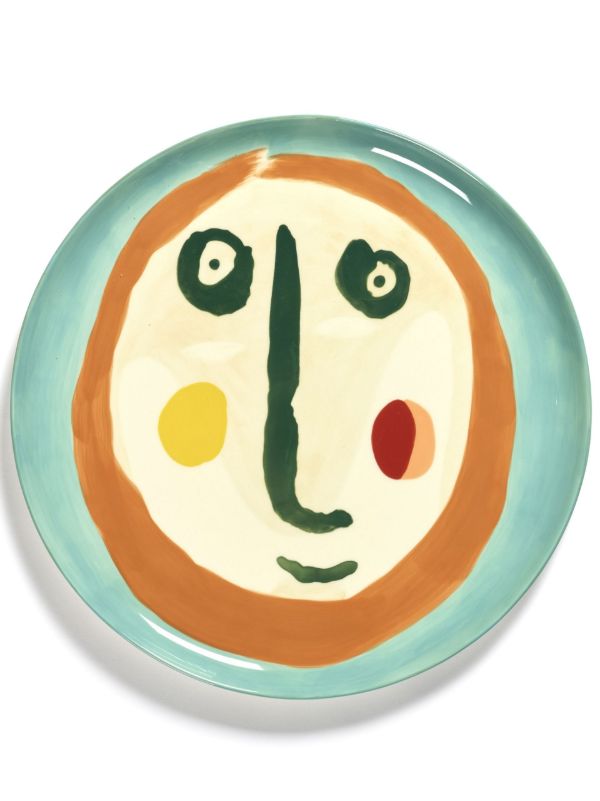 browns Serax green Feast face print serving plate | Browns Plates & Bowls