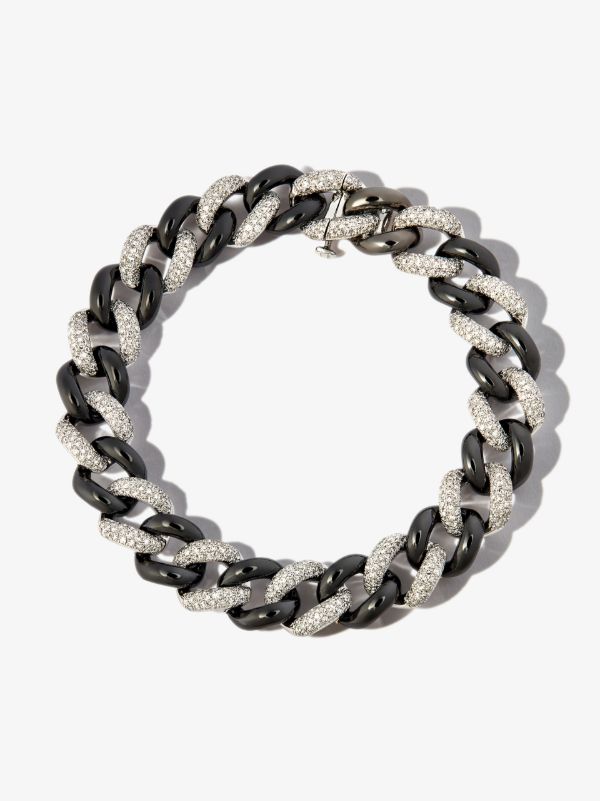browns SHAY 18K black and white gold curb link diamond bracelet | Browns Bracelets