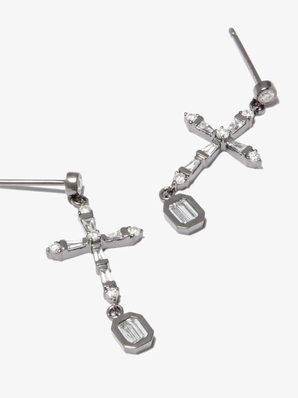 Browns SHAY 18K Black Gold Cross Diamond Earrings | Browns Earrings