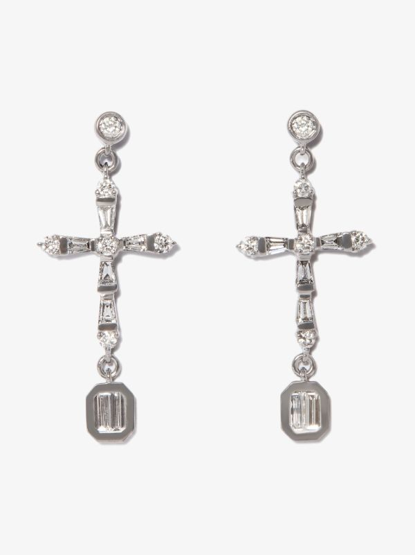 browns SHAY 18K black gold cross diamond earrings | Browns Earrings
