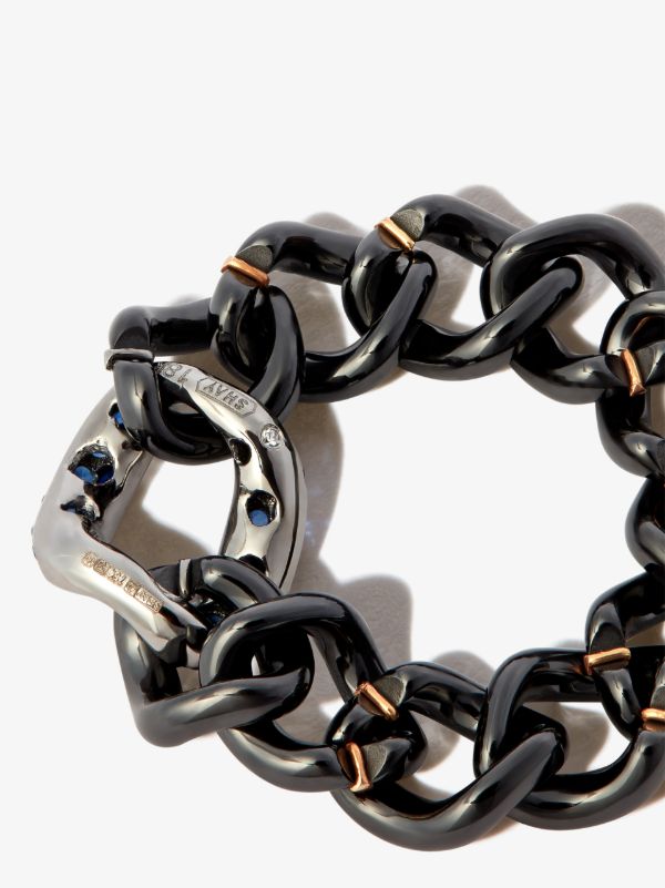 Browns SHAY 18K Black Gold Curb Chain Sapphire Ring | Browns Rings