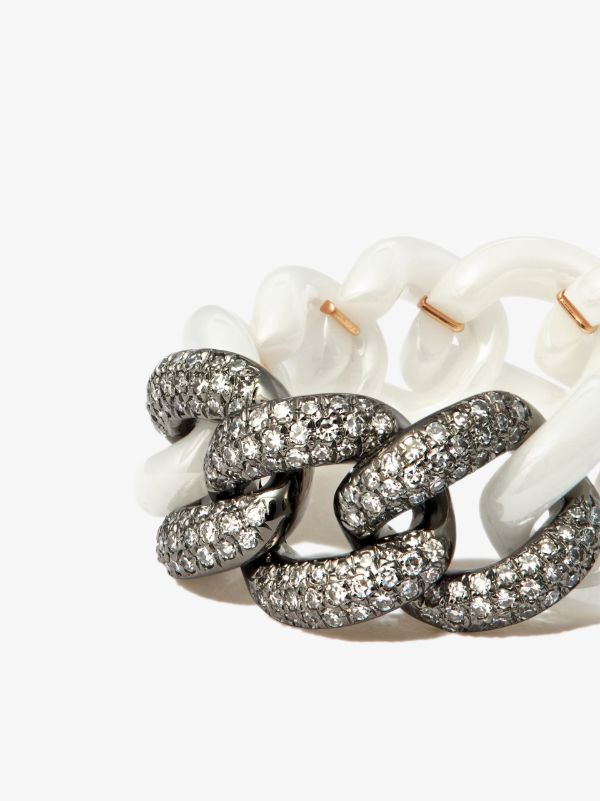 Browns SHAY 18K Black Gold Curb Link Diamond Ring | Browns Rings