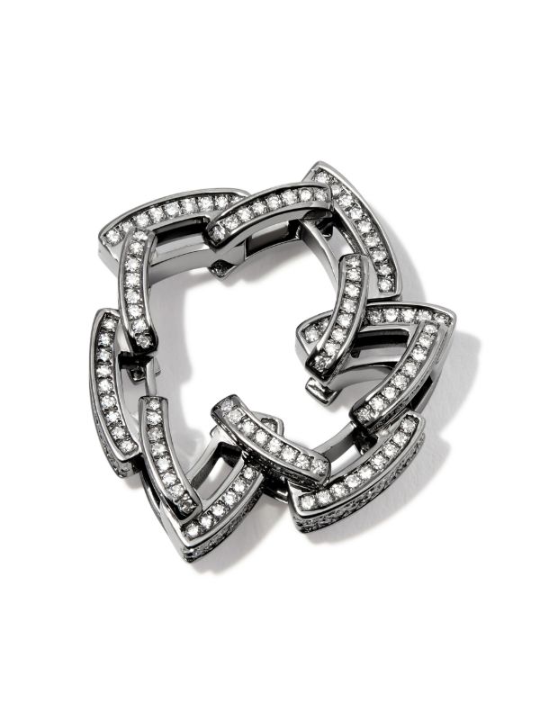 Browns SHAY 18K Black Gold Deco Link Chain Diamond Ring | Browns Rings