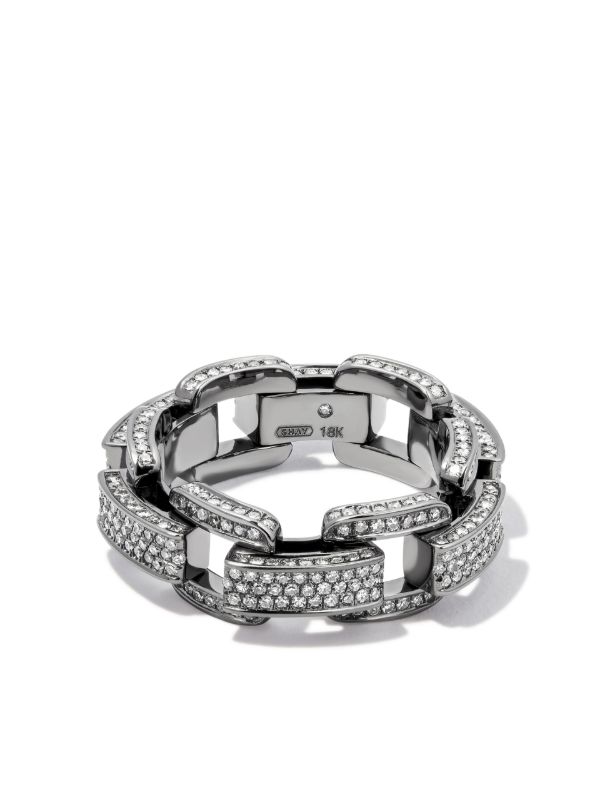 browns SHAY 18K Black Gold Deco Link Chain Diamond Ring | Browns Rings
