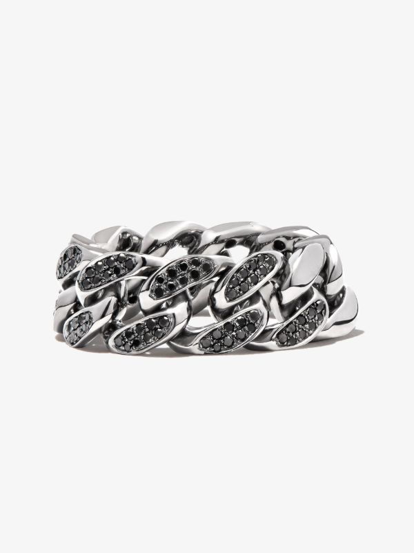 Browns SHAY 18K Black Gold Flat Link Diamond Ring | Browns Rings