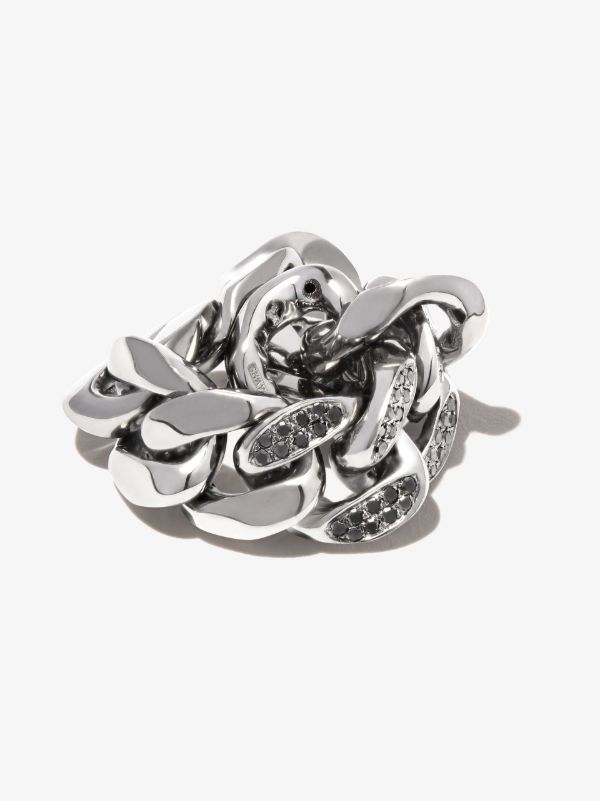 Browns SHAY 18K Black Gold Flat Link Diamond Ring | Browns Rings