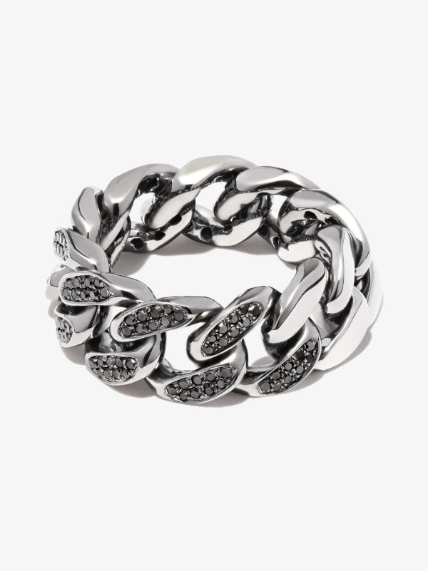 browns SHAY 18K black gold flat link diamond ring | Browns Rings