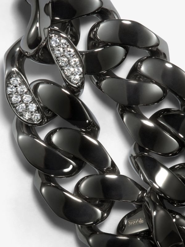 Browns SHAY 18K Black Gold Flat Link Diamond Ring | Browns Rings