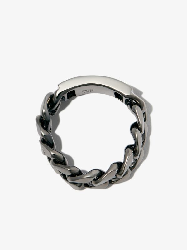 Browns SHAY 18K Black Gold ID Flat Link Ring | Browns Rings