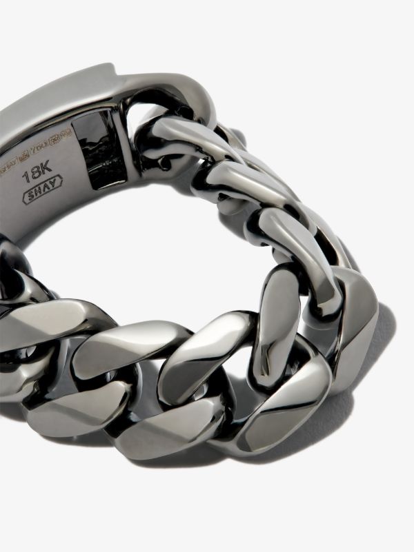 Browns SHAY 18K Black Gold ID Flat Link Ring | Browns Rings