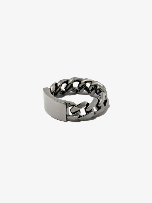 browns SHAY 18K black gold ID flat link ring | Browns Rings