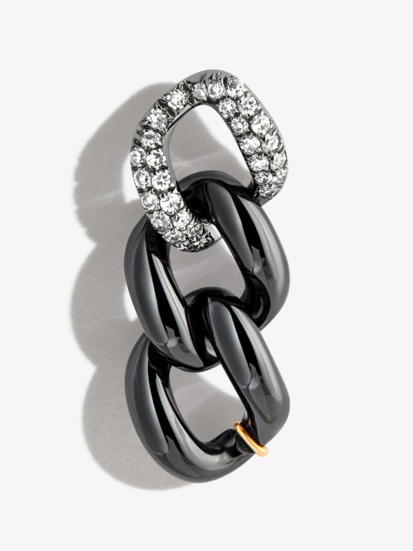 browns SHAY 18K black gold Triple Link diamond earring | Browns Earrings