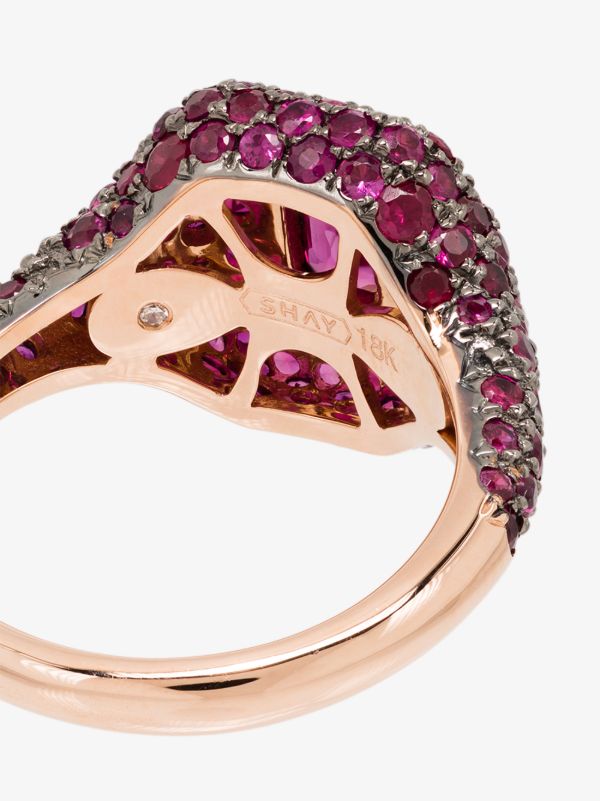 Browns SHAY 18K Rose Gold Pavé Ruby Pinky Ring | Browns Fine Rings