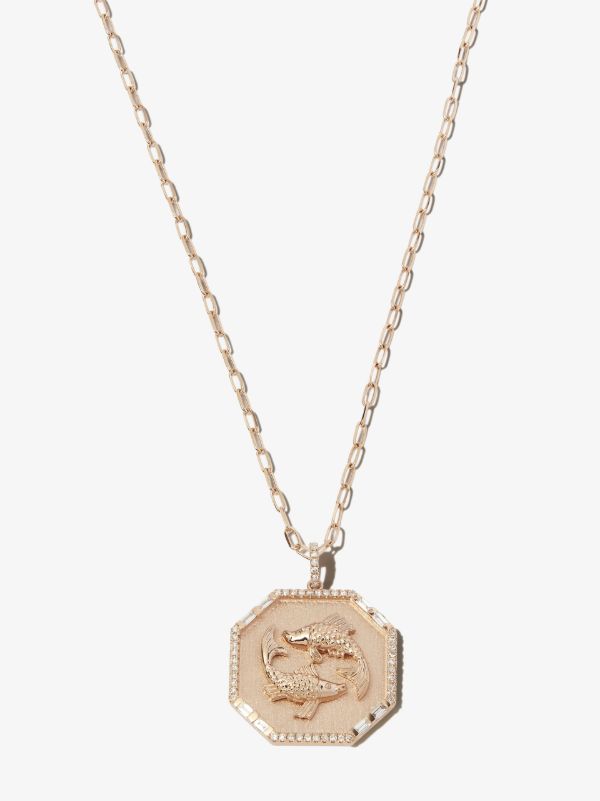 browns SHAY 18K rose gold pisces pendant diamond necklace | Browns Fine Necklaces