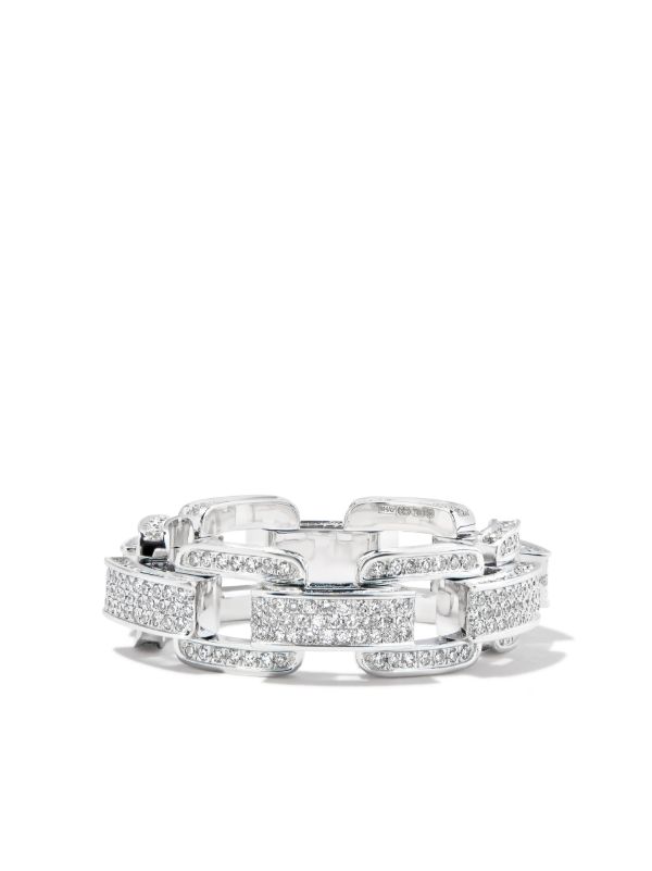 Browns SHAY 18K White Gold Deco Link Chain Diamond Ring | Browns Rings
