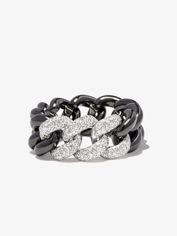 Browns SHAY 18K White Gold Diamond Link Ring | Browns Rings