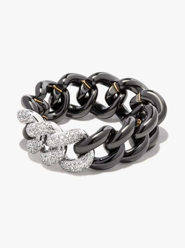 browns SHAY 18K white gold diamond link ring | Browns Rings