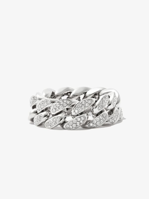 Browns SHAY 18K White Gold Flat Link Diamond Ring | Browns Rings