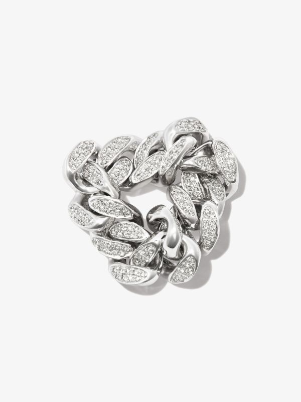 Browns SHAY 18K White Gold Flat Link Diamond Ring | Browns Rings