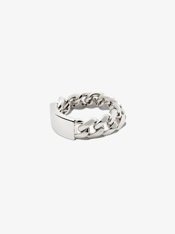 browns SHAY 18K white gold ID flat link ring | Browns Rings