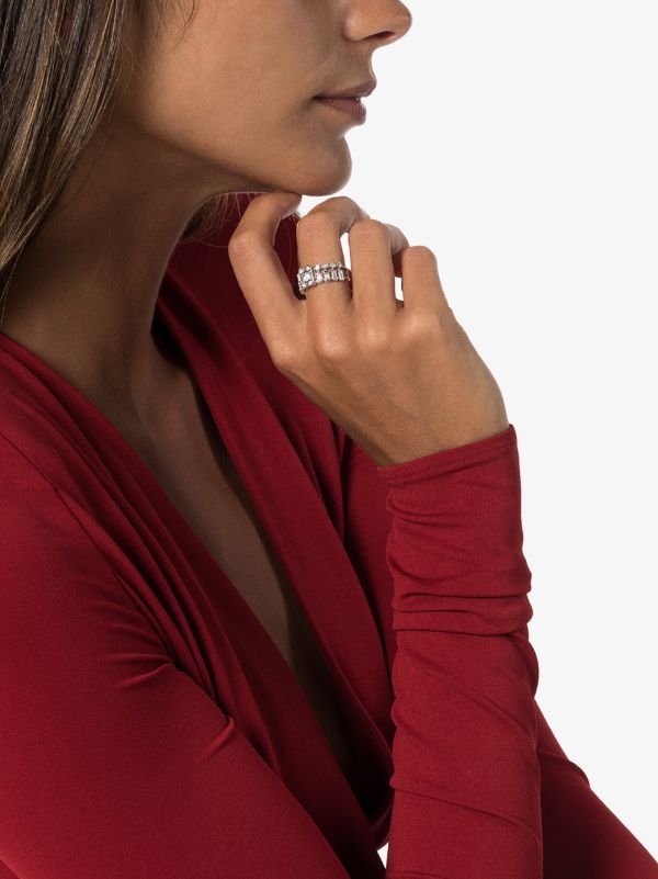 Browns SHAY 18K White Gold Illusion Centre Dot Dash Diamond Ring | Browns Fine Rings