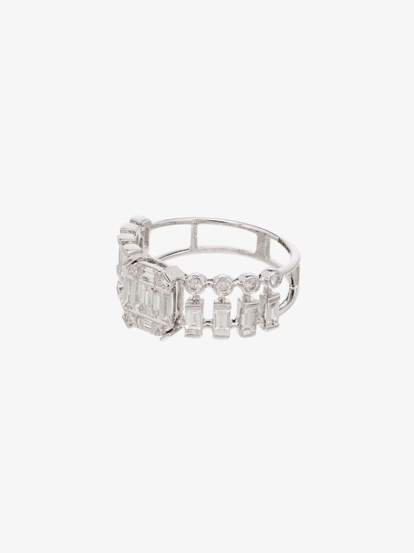 browns SHAY 18K white gold Illusion centre dot dash diamond ring | Browns Fine Rings