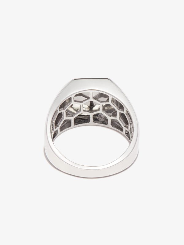 Browns SHAY 18K White Gold L Initial Diamond Signet Ring | Browns Rings