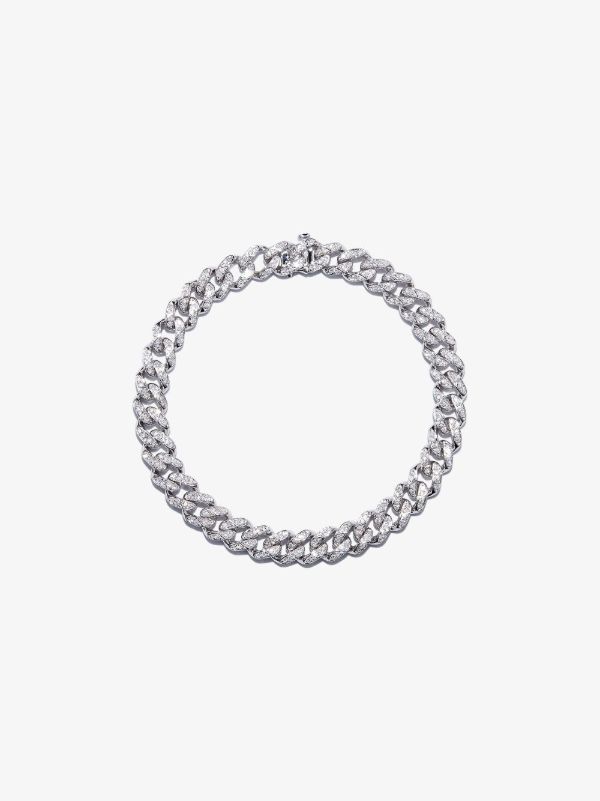 browns SHAY 18K white gold medium flat link diamond bracelet | Browns Bracelets