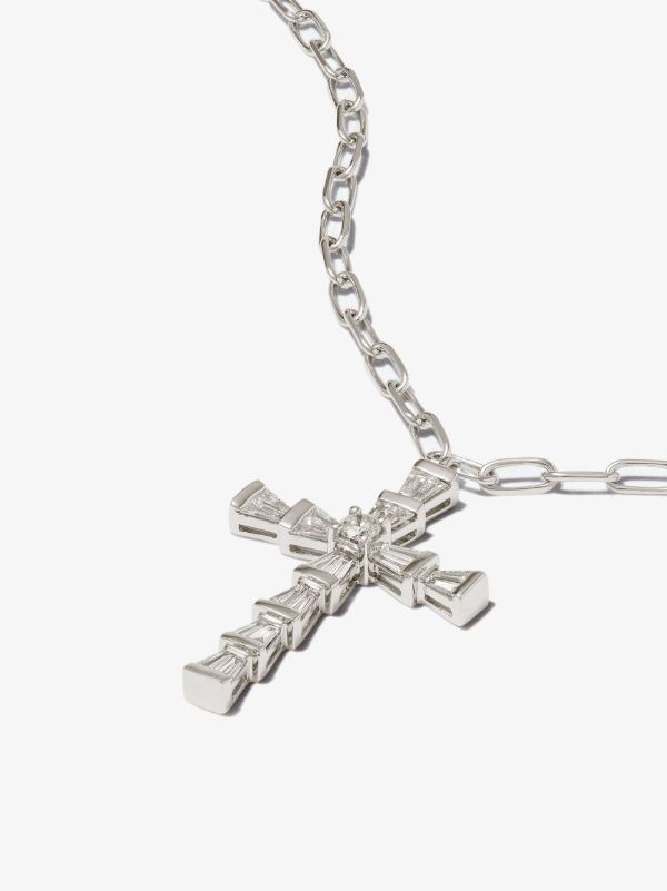 Browns SHAY 18K White Gold Mini Cross Diamond Necklace | Browns Necklaces