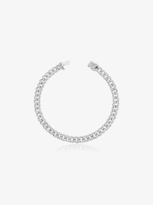browns SHAY 18K white gold mini flat link diamond bracelet | Browns Bracelets