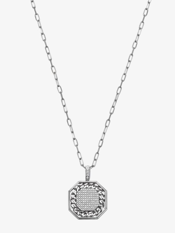 browns SHAY 18K White Gold Octagon Diamond Pendant Necklace | Browns Necklaces