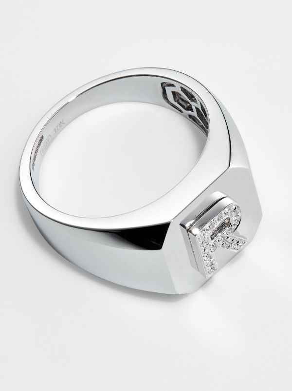 Browns SHAY 18K White Gold R Initial Diamond Ring | Browns Rings