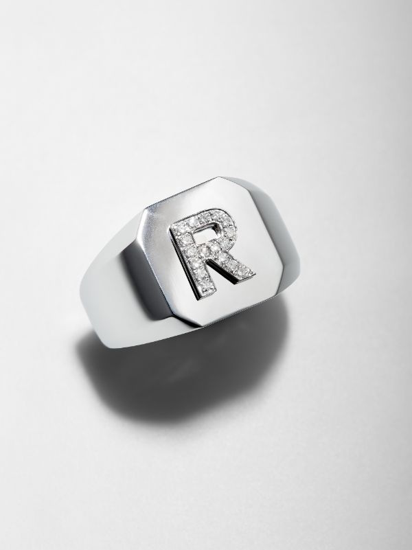 Browns SHAY 18K White Gold R Initial Diamond Ring | Browns Rings