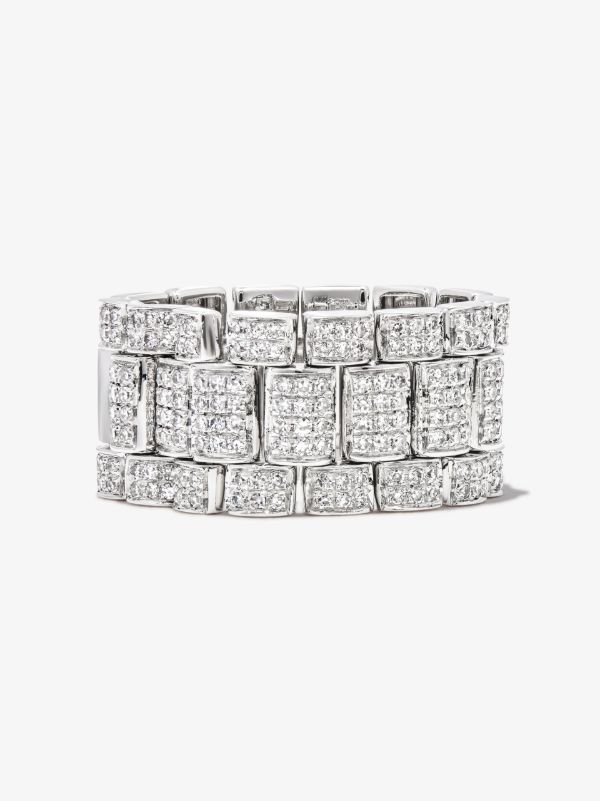 Browns SHAY 18K White Gold Rail Link Diamond Ring | Browns Rings