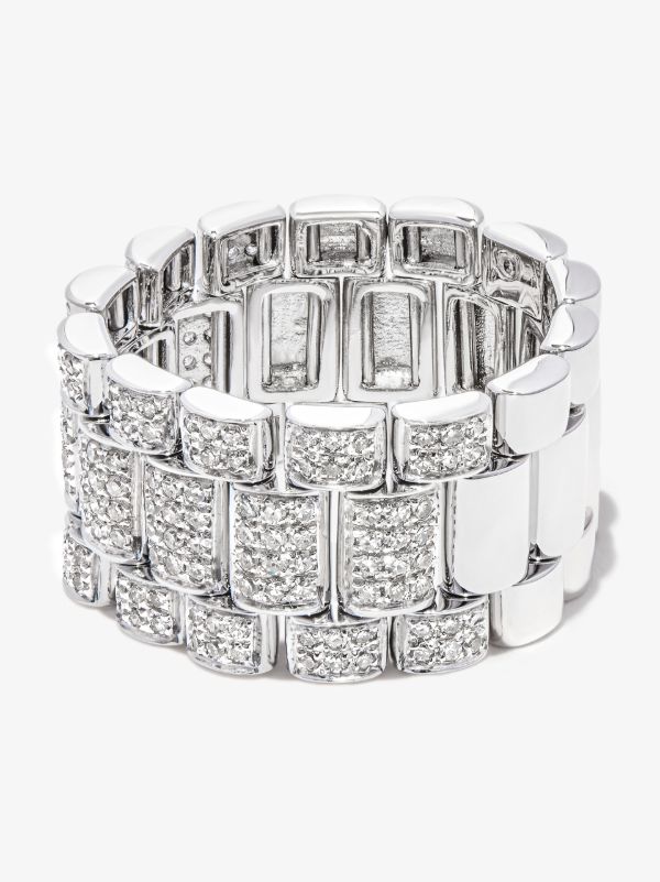 browns SHAY 18K white gold rail link diamond ring | Browns Rings