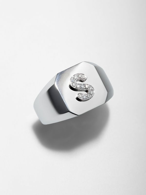 Browns SHAY 18K White Gold S Initial Diamond Ring | Browns Rings