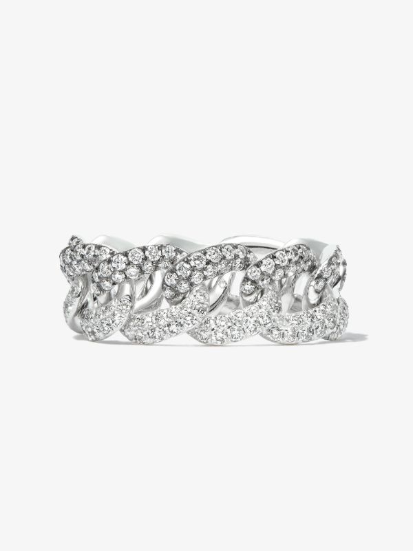 Browns SHAY 18K White Gold Two Tone Curb Link Diamond Ring | Browns Rings