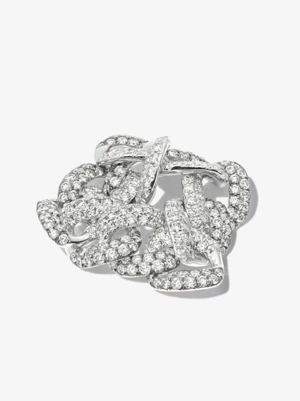 Browns SHAY 18K White Gold Two Tone Curb Link Diamond Ring | Browns Rings